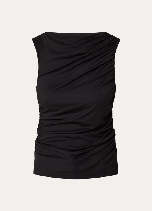 Selected Mira top met boothals - voorkant zwart