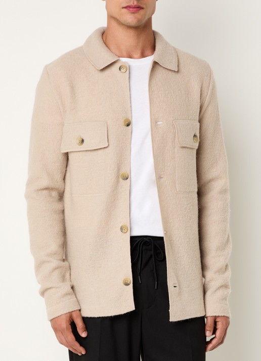 Selected Nealy overshirt van wol - detail beige