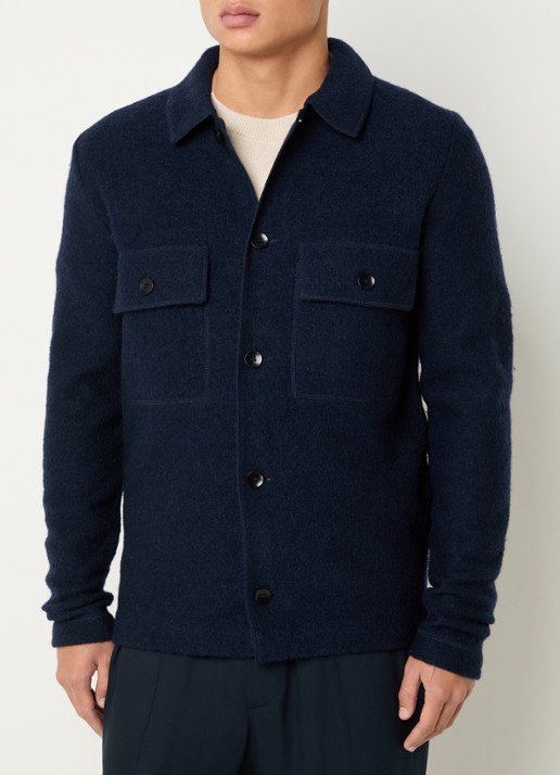 Selected Nealy overshirt van wol - detail 3 donkerblauw