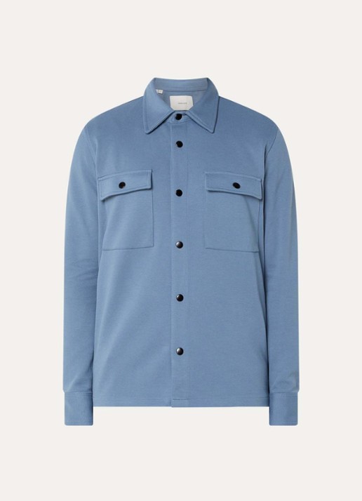 Selected Noos overshirt met borstzakken - voorkant 2 blauw