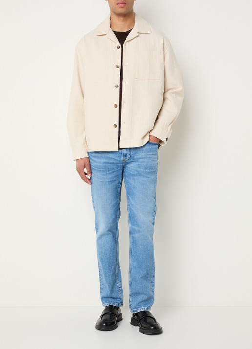 Selected Ray regular fit overshirt met borstzak - voorkant 3 creme