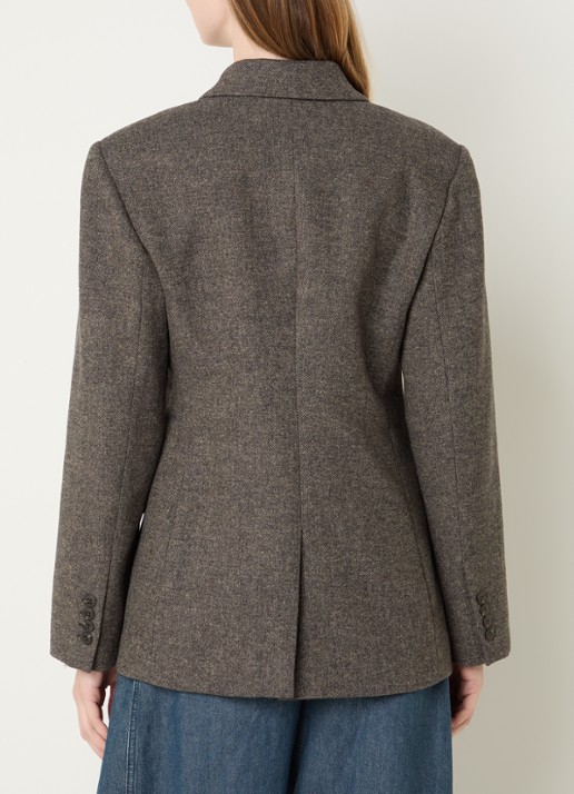Selected Reeda getailleerde blazer in wolblend met klepzakken - achterkant bruin