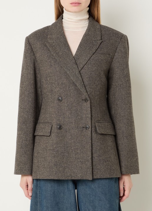 Selected Reeda getailleerde blazer in wolblend met klepzakken