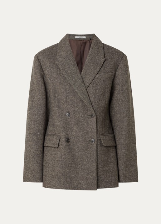 Selected Reeda getailleerde blazer in wolblend met klepzakken - voorkant 2 bruin