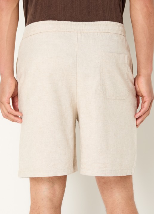 Selected Reg-Harvey loose fit korte broek in linnenblend - achterkant 4 beige