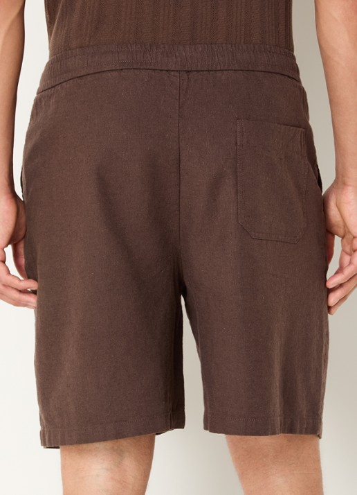 Selected Reg-Harvey loose fit korte broek in linnenblend - achterkant 3 bruin