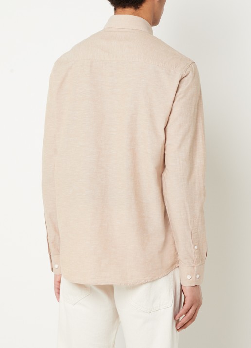 Selected Regnew regular fit overhemd in linnenblend - achterkant beige