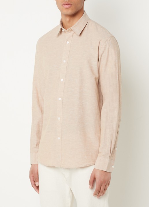 Selected Regnew regular fit overhemd in linnenblend - detail 2 beige