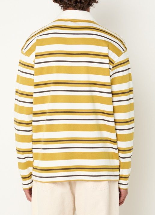 Selected Reguar fit polo met streepprint - achterkant okergeel