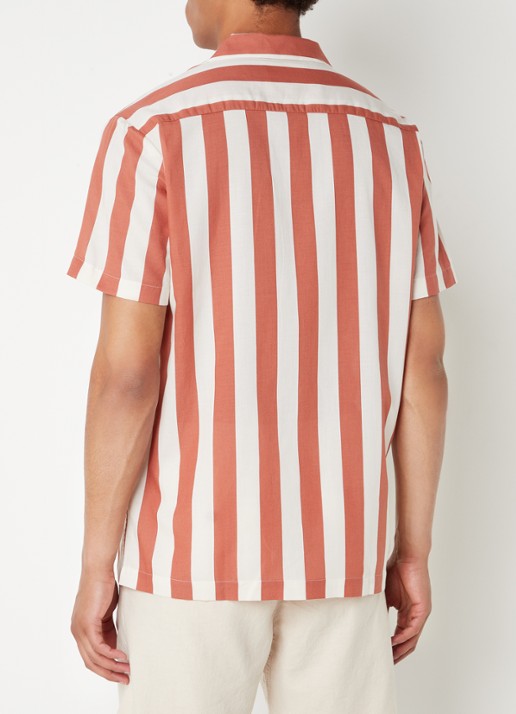 Selected Regular fit overhemd met streepprint - achterkant 4 steenrood