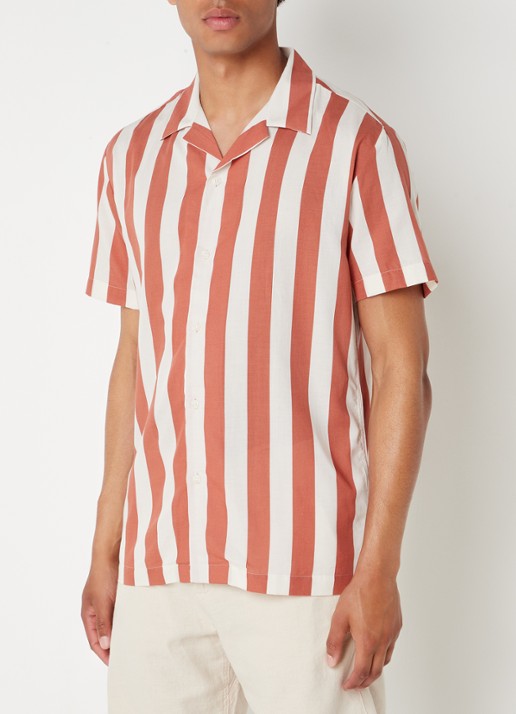 Selected Regular fit overhemd met streepprint - detail 3 steenrood
