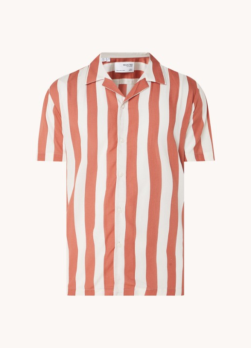 Selected Regular fit overhemd met streepprint - voorkant steenrood