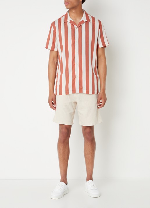 Selected Regular fit overhemd met streepprint - voorkant 2 steenrood