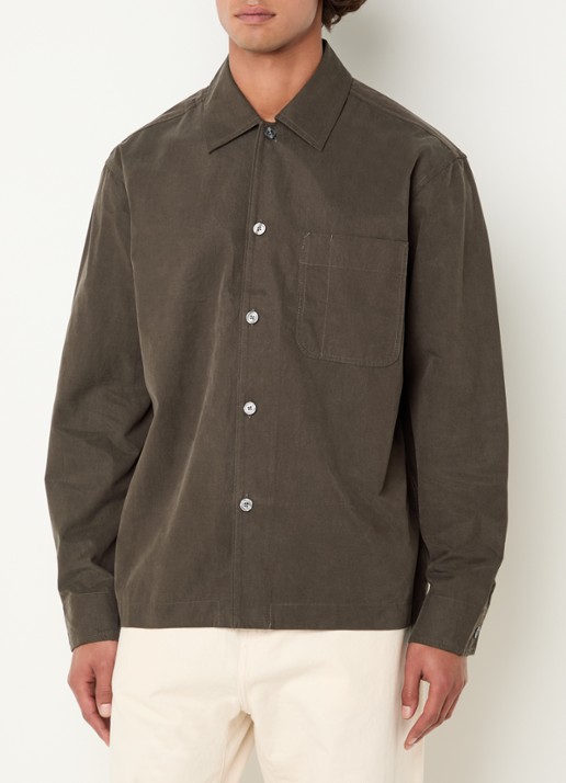 Selected Regular fit overshirt met borstzak - detail 4 bronsgroen