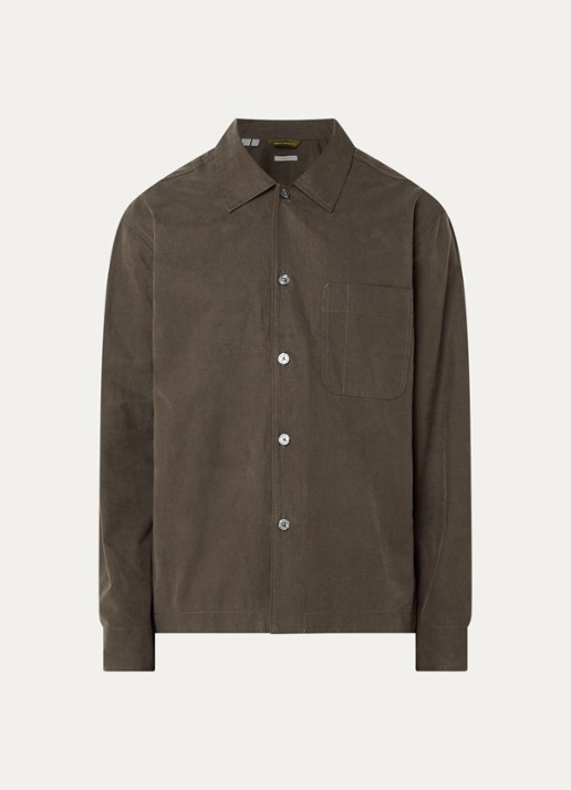 Selected Regular fit overshirt met borstzak - voorkant bronsgroen