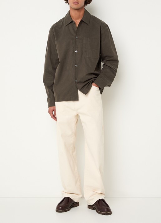 Selected Regular fit overshirt met borstzak - voorkant 2 bronsgroen