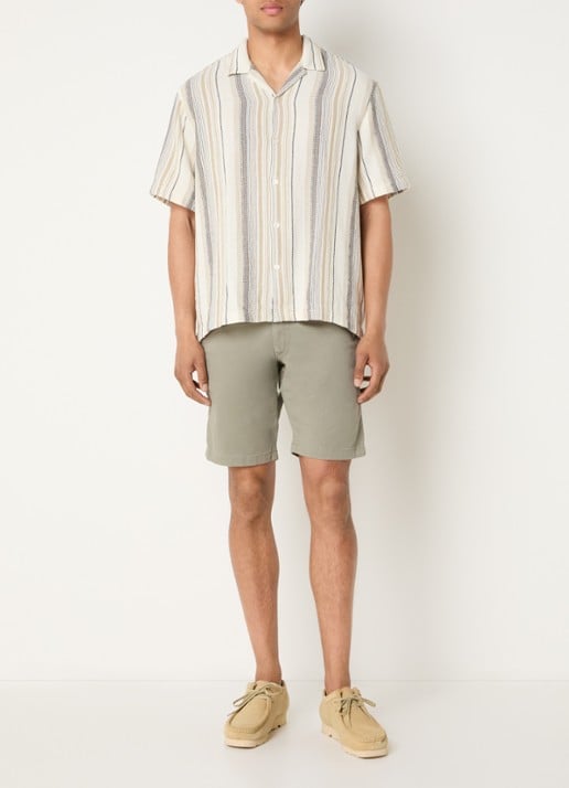 Selected Resort overhemd met streepprint - voorkant 4 gebroken wit