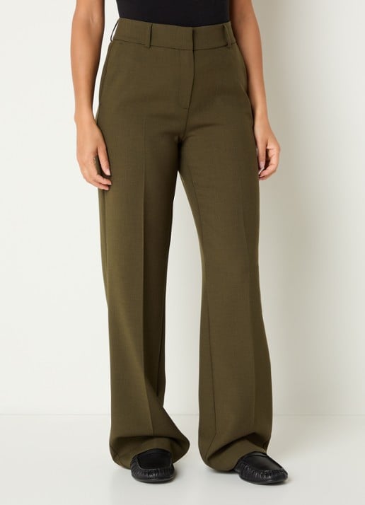 Selected Rita high waist straight fit pantalon met steekzakken - detail 4 mosgroen