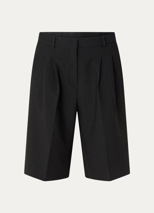Selected Rita high waist wide fit korte pantalon met steekzakken - voorkant 3 zwart