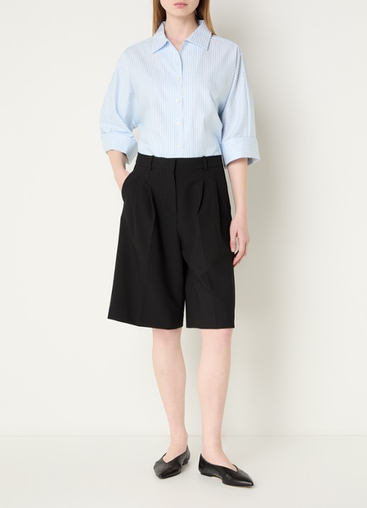 Selected Rita high waist wide fit korte pantalon met steekzakken - voorkant 4 zwart