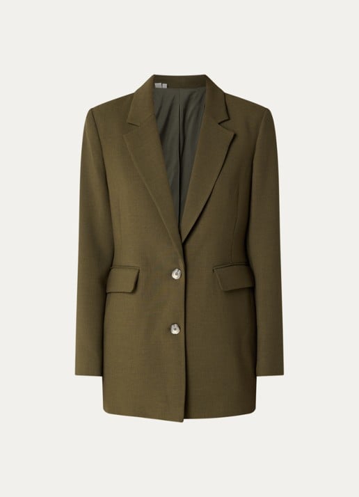 Selected Rita oversized blazer met klepzakken en schoudervulling - voorkant mosgroen