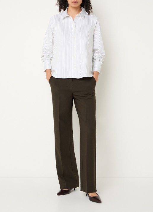 Selected Rita straight fit broek met steekzakken - voorkant 4 donkerbruin