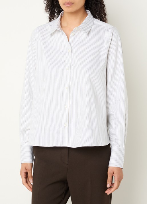 Selected Romie blouse met streepprint - detail 3 wit
