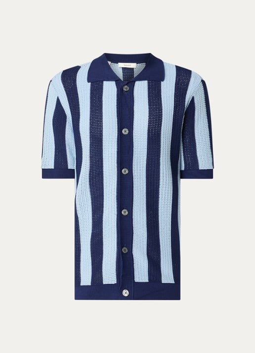 Selected Shane regular fit overhemd met streepprint - voorkant donkerblauw