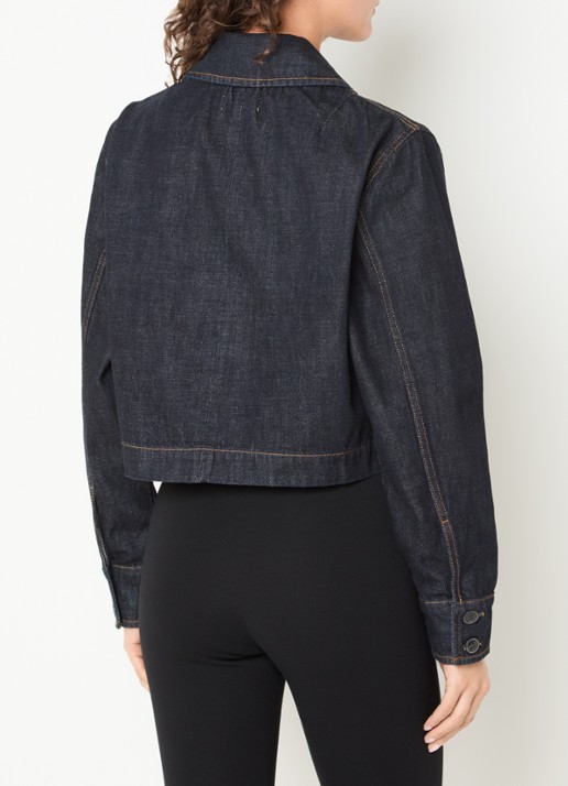 Selected Shelly cropped spijkerjas met opgestikte zakken - achterkant indigo