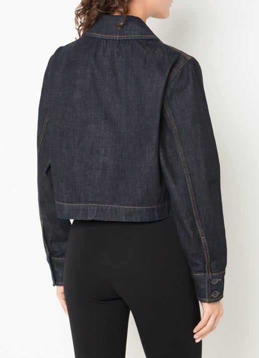 Selected Shelly cropped spijkerjas met opgestikte zakken - achterkant indigo
