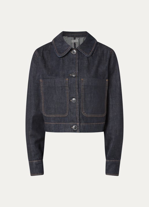 Selected Shelly cropped spijkerjas met opgestikte zakken - voorkant 2 indigo