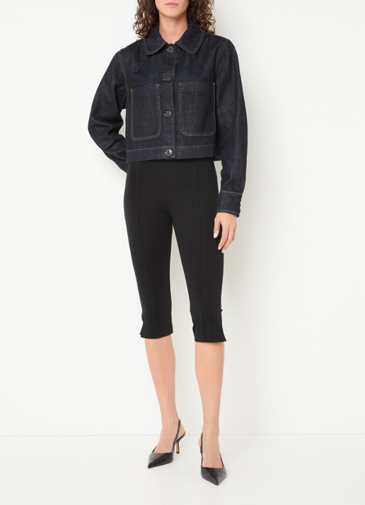 Selected Shelly cropped spijkerjas met opgestikte zakken - voorkant 4 indigo