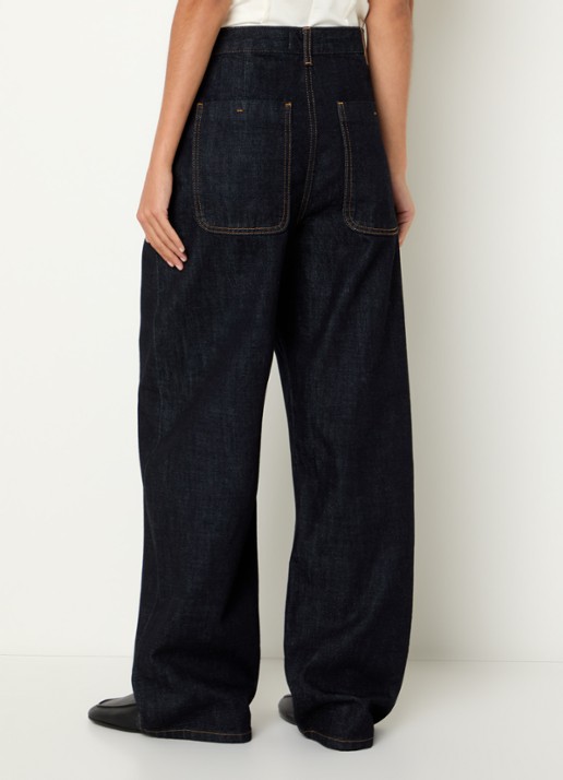 Selected Shelly high waist wide leg jeans met donkere wassing - achterkant 5 indigo