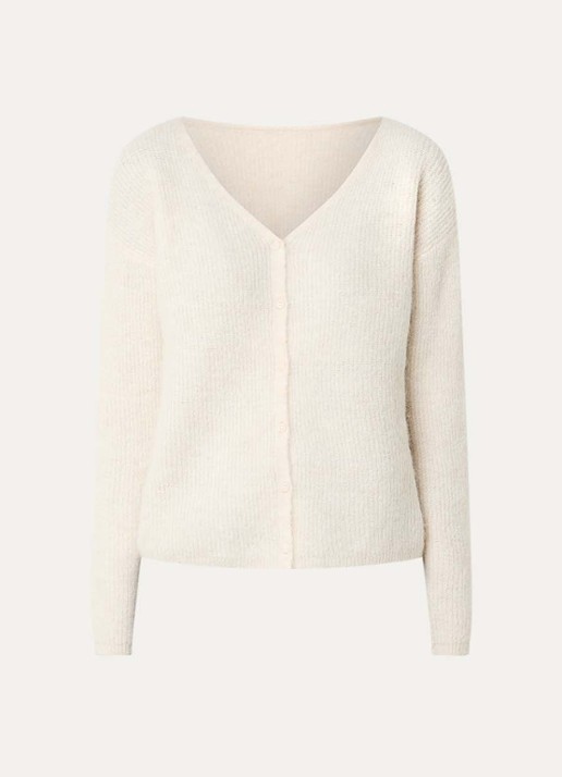 Selected Sia fijngebreid vest in alpaca wolblend - voorkant 3 ivoor
