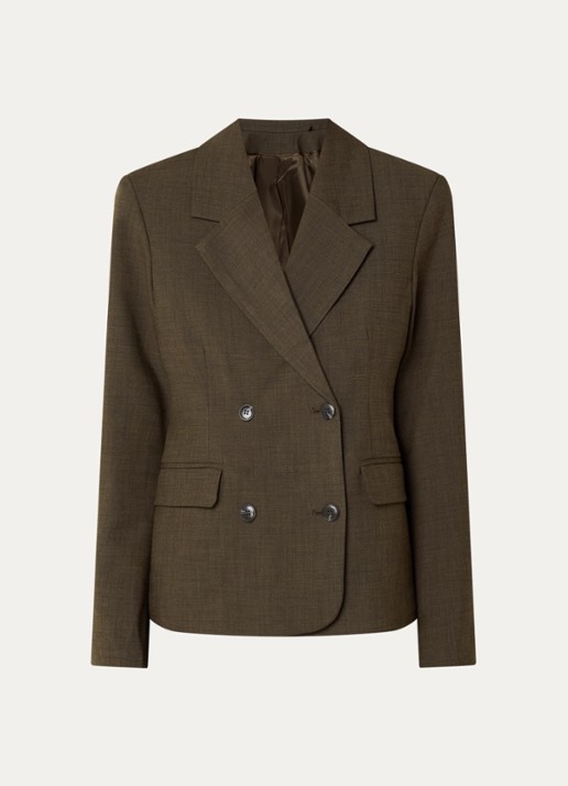 Selected Signe double-breasted blazer met klepzakken - voorkant 3 donkerbruin