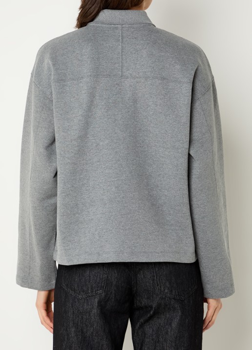 Selected Slfari Gia sweater met polokraag - achterkant 2 middengrijs