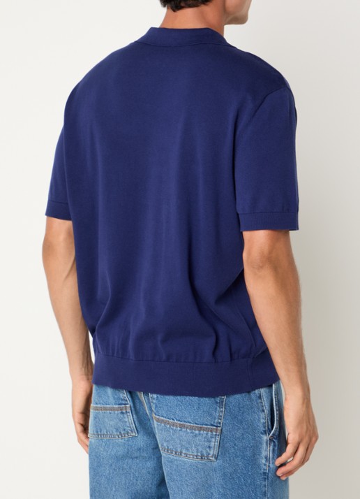 Selected SLHTorino fijngebreide polo met V-hals - achterkant beige