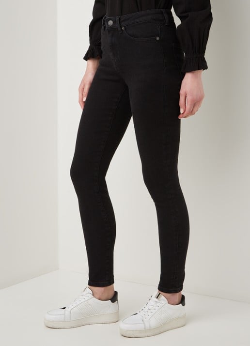 Selected Sophia mid waist skinny jeans met stretch - detail 5 zwart