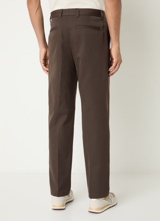 Selected Straight fit pantalon in wolblend met steekzakken - achterkant 5 donkerbruin