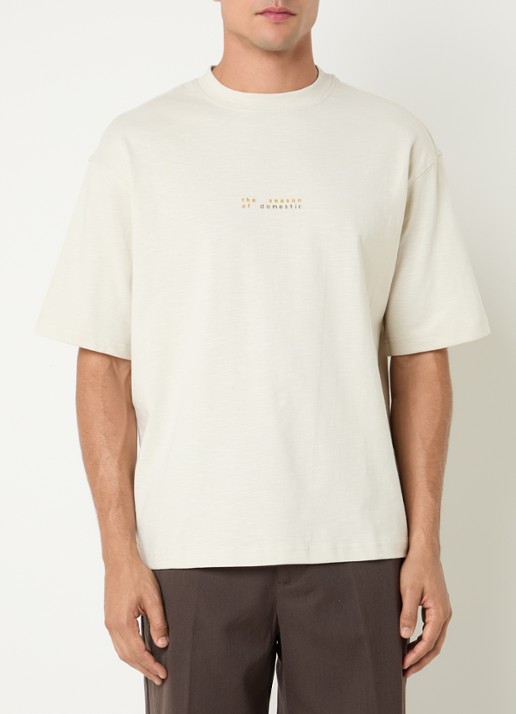 Selected T-shirt met backprint - achterkant 4 gebroken wit