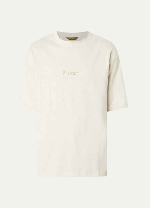 Selected T-shirt met backprint - voorkant 2 gebroken wit
