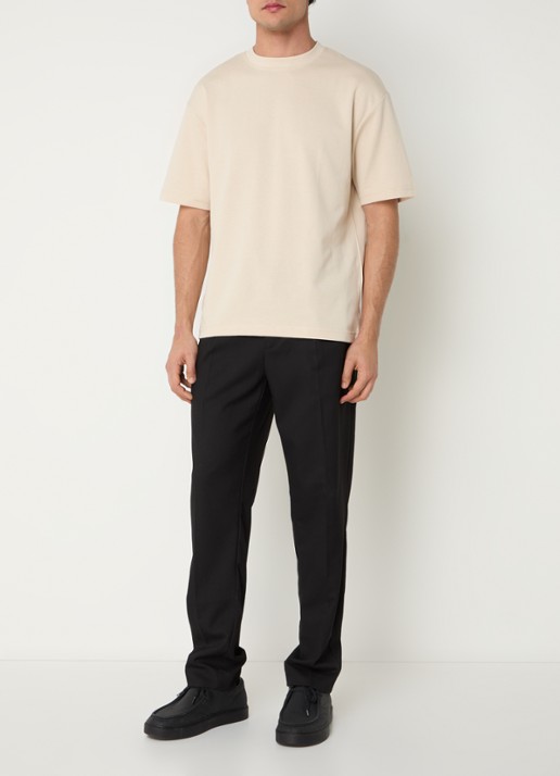 Selected T-shirt met stretch - voorkant 3 beige