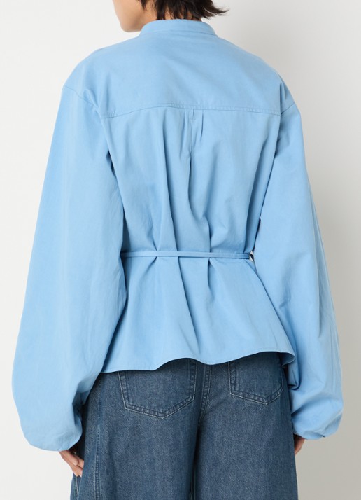 Selected Talia blouse met strikceintuur - achterkant 2 blauw