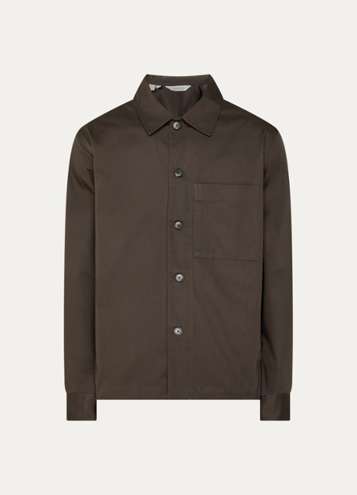Selected Tate overshirt met borstzak - voorkant donkerbruin