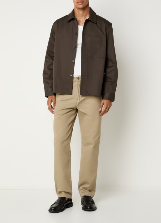 Selected Tate overshirt met borstzak - voorkant 2 donkerbruin