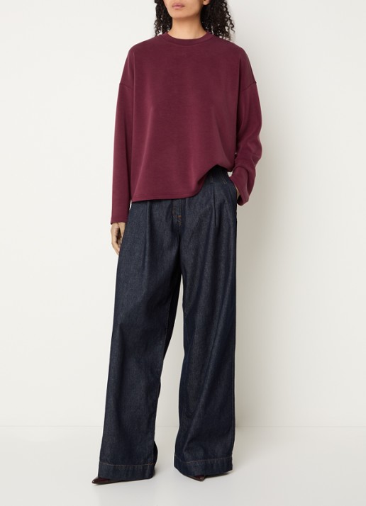 Selected  Tenny long sleeve met ronde hals - voorkant 2 bordeauxrood