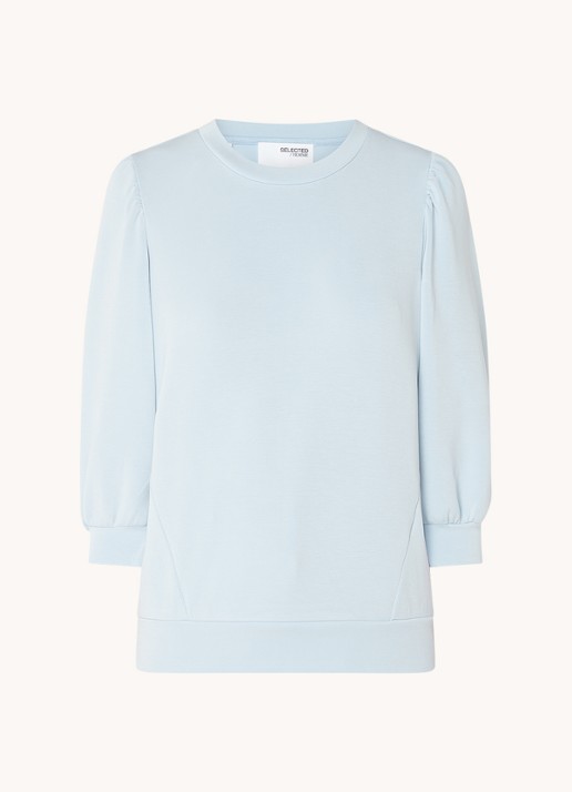 Selected Tenny top  met pofmouw - voorkant 2 lichtblauw