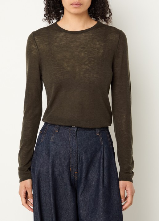 Selected Vendy semi-transparante top van merino wol
