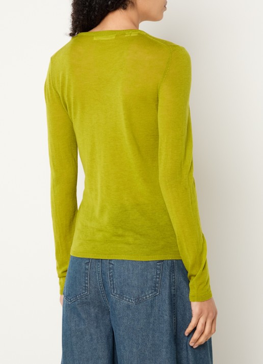 Selected Vendy semi-transparante top van merino wol - achterkant 2 groen