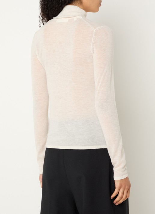 Selected Vendy semi-transparante trui van merino wol met col - achterkant 2 gebroken wit
